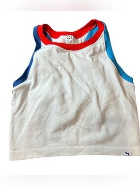 JoyLab White Tank with Red Neckline & Blue Arm Trim